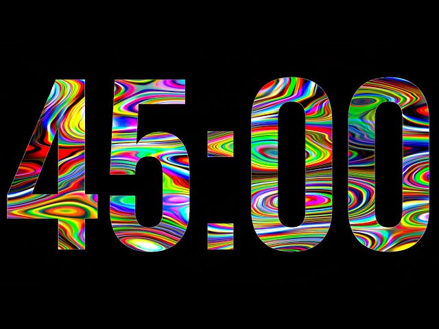 45 Minute 45:00 Countdown Timer Neon Rainbow Fluid Color Swirls | Liquid | Mindful Minutes