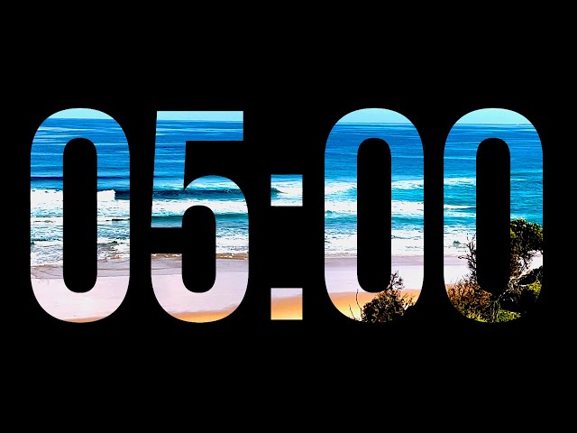 5 Minute 5:00 Countdown Timer Ocean Beach with background sound | Mindful Minutes | Calm