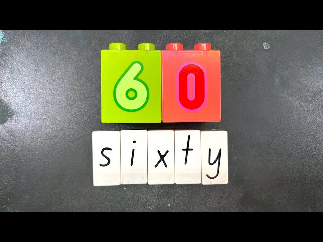 Sixty to Zero 1 Minute Timer Countdown LEGO Duplo Number Blocks with Number Names (Words) 60-0 | 4K